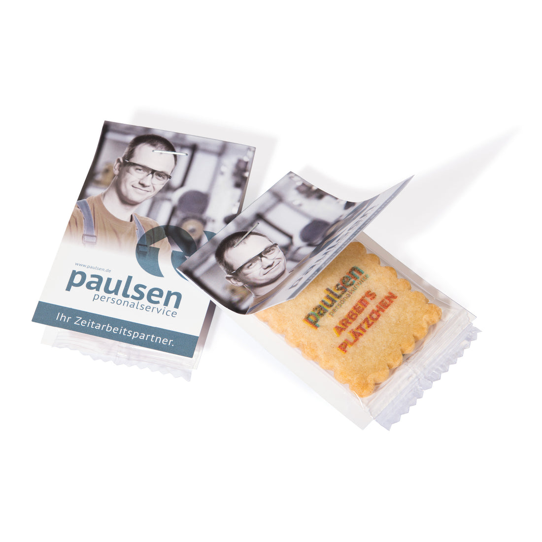 4C-bedruckter logolini-Vanille-Butterkeks mit Faltkarte