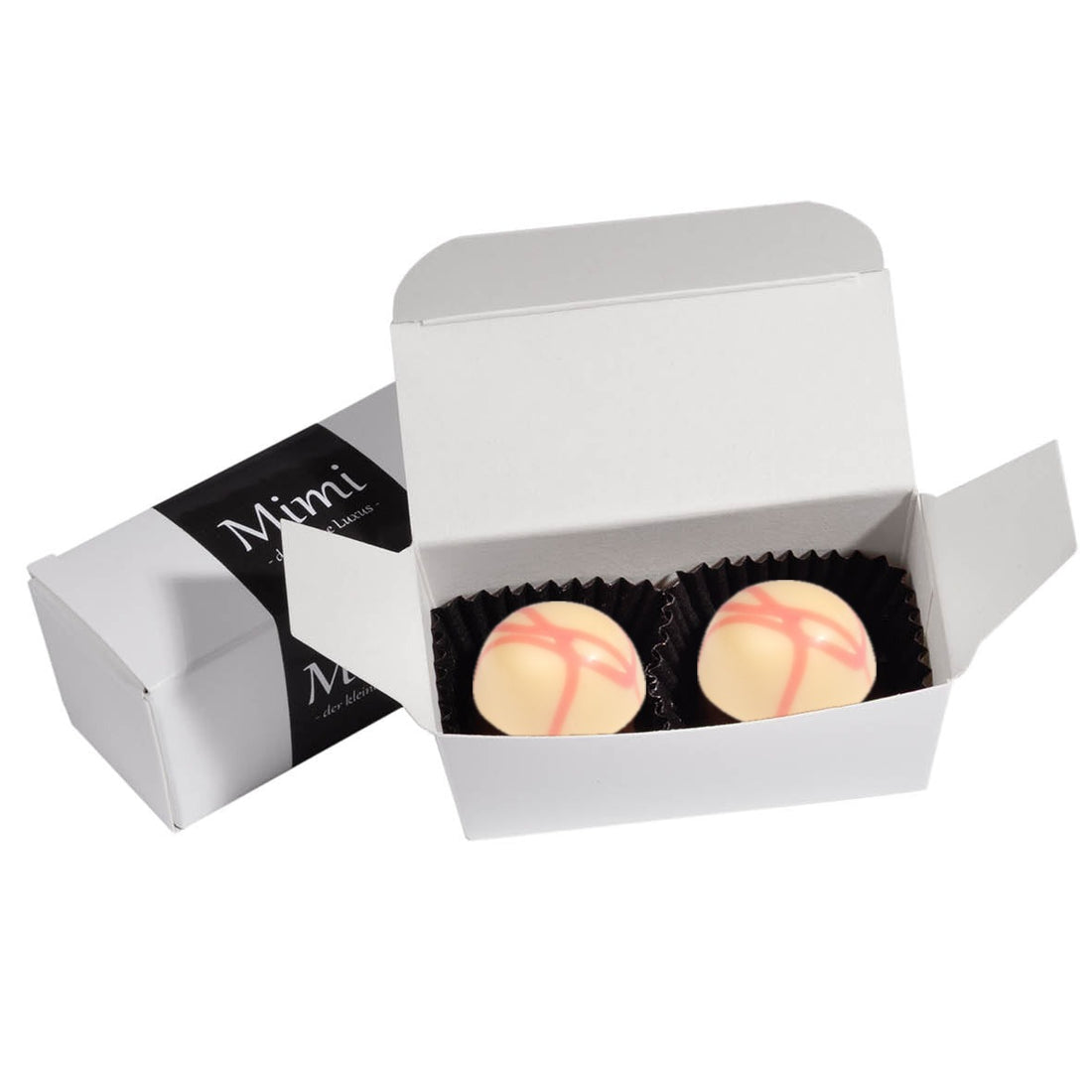 2 Pralinen in edler Kartonage – Himbeere