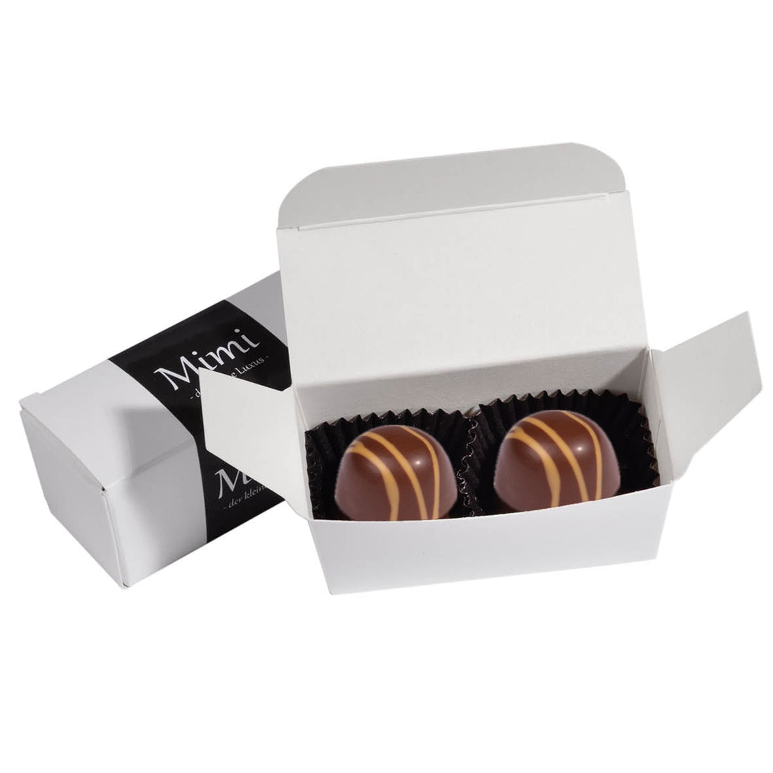 2 Pralinen in edler Kartonage – Schoko-Orange