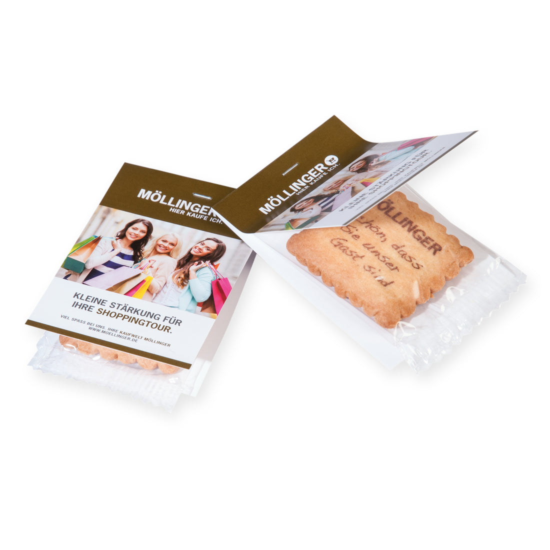 Bedruckter logolini-Vanille-Butterkeks mit Faltkarte